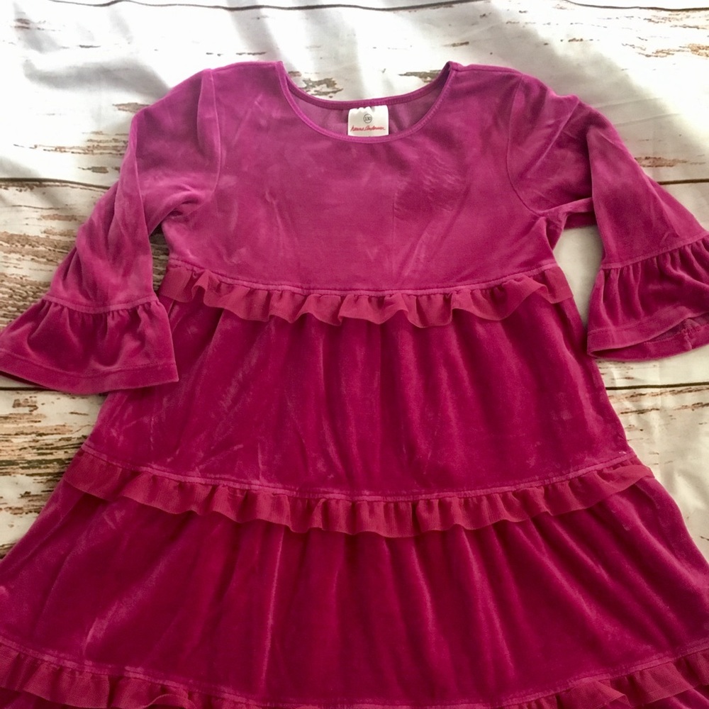 Vintage Hanna Andersson vintage pink velour tiered dress